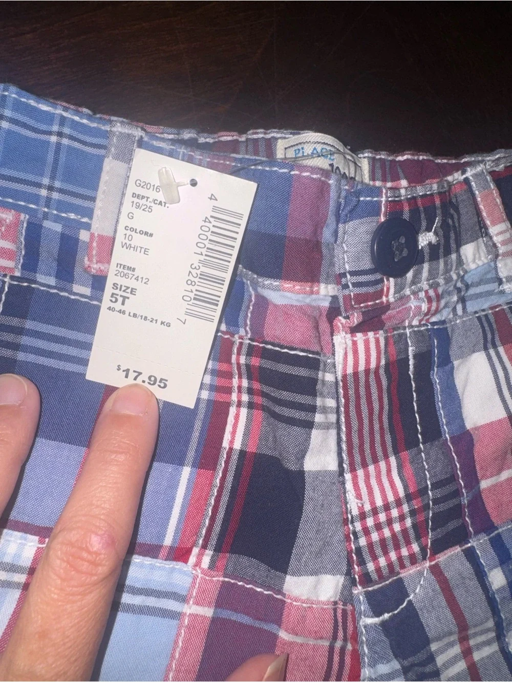 The Children's Place Boys Patchwork Plaid Shorts - Red, Blue, White